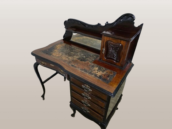 Antikvarinis Edvardo laikų mažas moterų rašomasis stalas - Image 4
