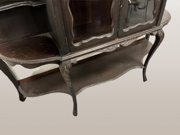 Viktorijos laikų ebonizuota XIX amžiaus Chippendale Revival vitrininė spinta - Image 3