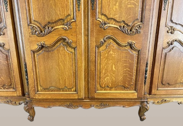 Spinta prancūziškas ąžuolas 4 durų Armoire Louis XVI Retro - Image 6