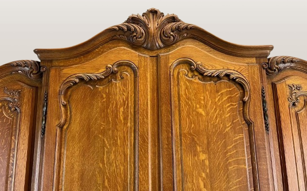 Spinta prancūziškas ąžuolas 4 durų Armoire Louis XVI Retro - Image 5