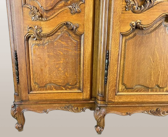 Spinta prancūziškas ąžuolas 4 durų Armoire Louis XVI Retro - Image 3