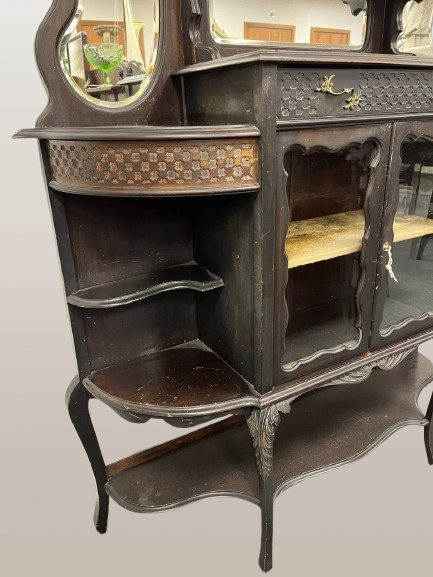Viktorijos laikų ebonizuota XIX amžiaus Chippendale Revival vitrininė spinta - Image 2
