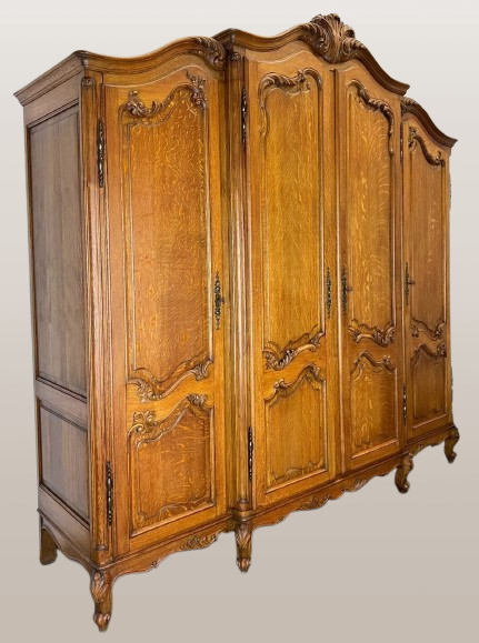 Spinta prancūziškas ąžuolas 4 durų Armoire Louis XVI Retro - Image 2