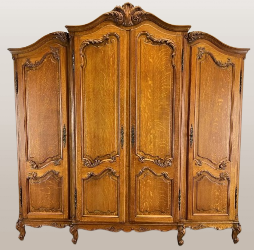 Spinta prancūziškas ąžuolas 4 durų Armoire Louis XVI Retro