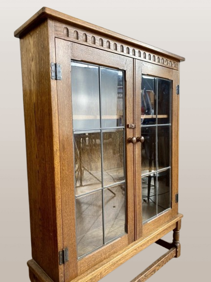 Ąžuolinė glazūruota knygų lentyna meno ir amatų stiliumi apie 1920 m - Image 2