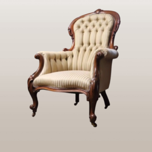 Viktorijos laikų raudonmedžio džentelmeno kėdė . Antikvarinis fotelis