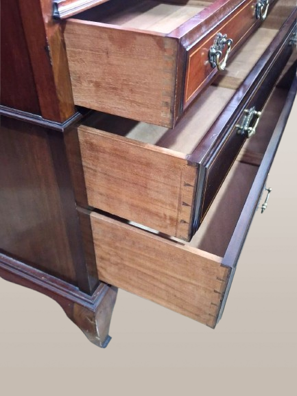 Antikvarinė didelė Viktorijos laikų raudonmedžio inkrustuota skrybėlių spintelė / komoda - Image 5