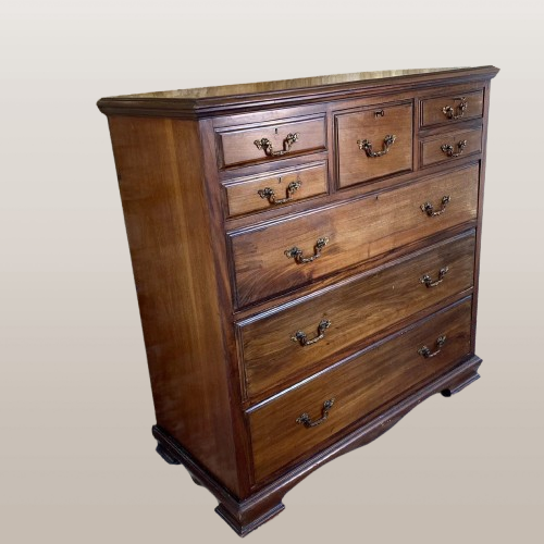 Antikvarinė XIX a. raudonmedžio aukšta komoda su skrybėlių stalčiumi ir raktu - Image 5